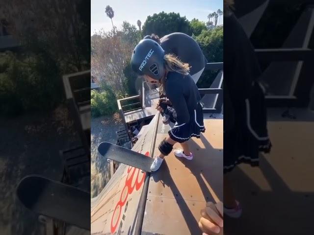 Tony Hawk was there to record and help her face her fear of going down the mega ramp  | #shorts