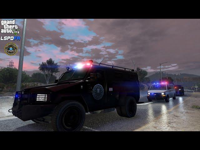 GTA V - LSPDFR 0.4.9 - FIB SWAT - High Risk Prison Convoy Escort - 4K