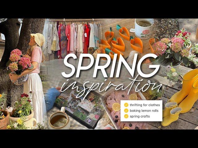 SPRING INSPIRATION | thrifting, planting flowers, baking lemon rolls, mood board, & spring crafts 