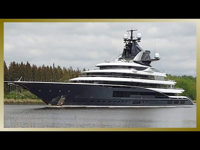 122m Lürssen Yacht KISMET transits the Kiel Canal