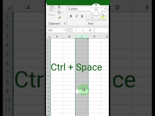 Shortcut keys (to select column & row)