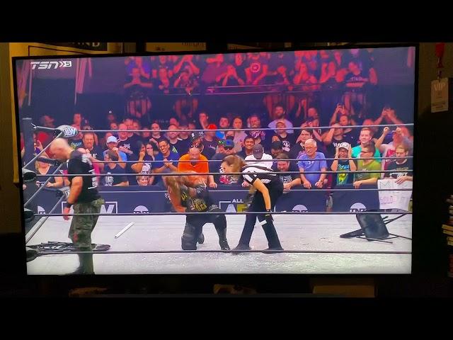 Nick Gage smashes light tubes off Chris Jericho’s head and a pile driver on glass Labours Of Jericho