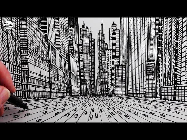 How to Draw a City in One-Point Perspective: Fast