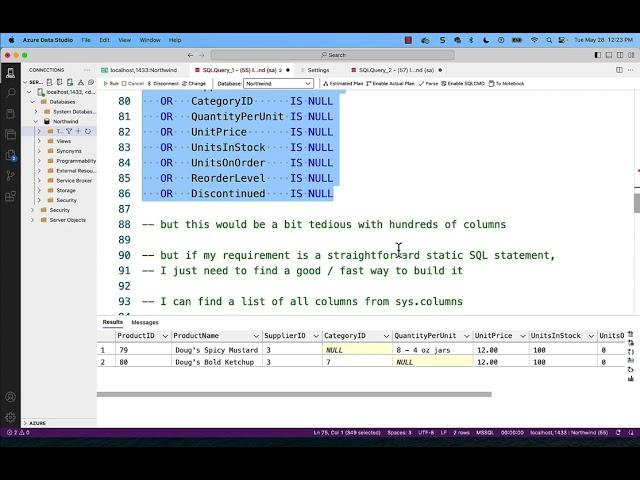 SQL to find NULL in any column