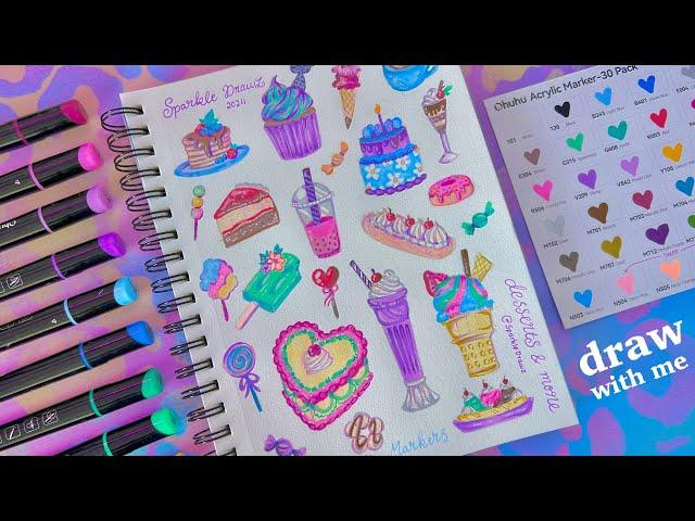 drawing with new markers  satisfying [desserts & more] ft Ohuhu