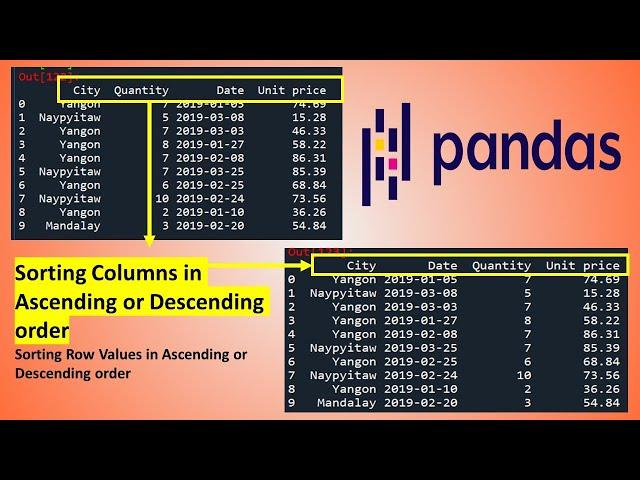 Sorting Columns and Row Values in a Pandas Dataframe in Python | Sort Columns using Pandas | Sorting