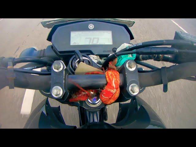 Yamaha Fz25 Acceleration and top speed (Custom sprocket of 52t)Raw footage