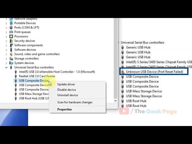 Fix Unknown USB Device (Port Reset Failed)