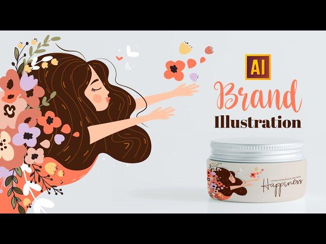 CREATE A BRAND ILLUSTRATION WITH GIRL AND FLOWERS. TREND 2024 | TUTORIAL IN ADOBE ILLUSTRATOR