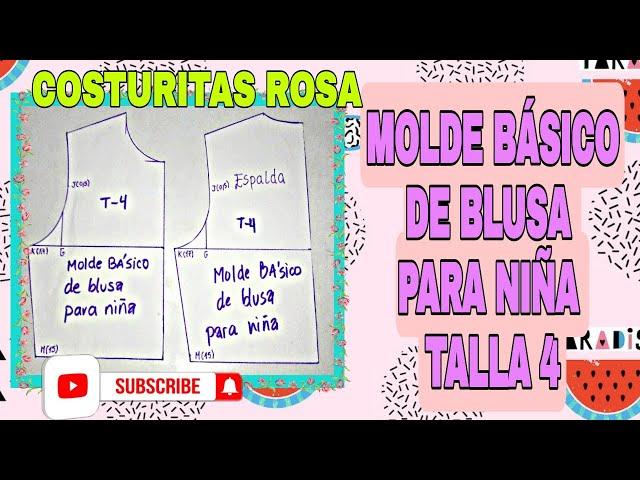 MOLDE BÁSICO DE BLUSA PARA NIÑA TALLA 4