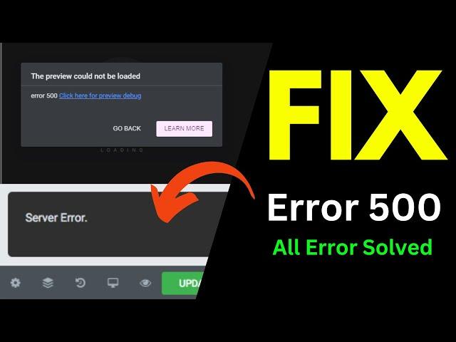 Elementor "Server Error (500 Error)" Solved Quickly || Elementor Server Error 500   Quick Fix