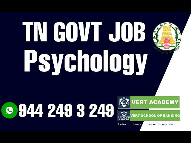 Psychology GOVT JOBS | Tamilnadu Government Jobs for Psychology Graduates | Complete Details