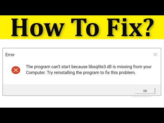 How To Fix libsqlite3.dll Missing or Not Found Error Windows 10/8/7 -xampp