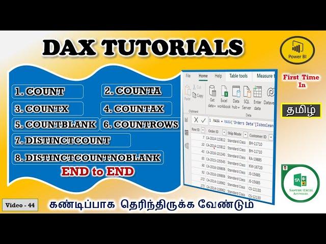 Power BI #44 - All COUNT, COUNTA, COUNTX, COUNTAX, DISTINCTCOUNT & more DAX Functions in Tamil|