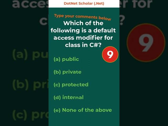 Multiple Choice Question - Q005 - Dotnet Scholar #Shorts #CSharp #Dotnet #developer #programmer