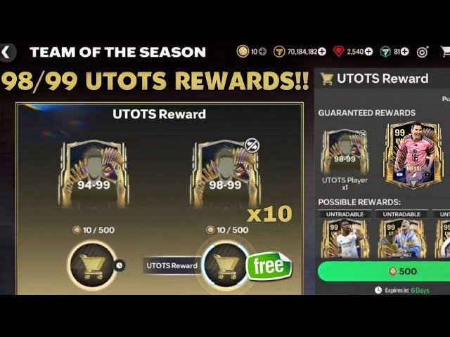 10x 98/99 RATED UTOTS PACK OPENING IN FC MOBILE 24 | BEST FREE UTOTS REWARD FC MOBILE!