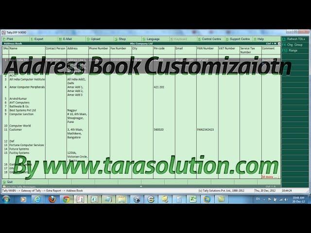 Address Book For Tally .ERP 9