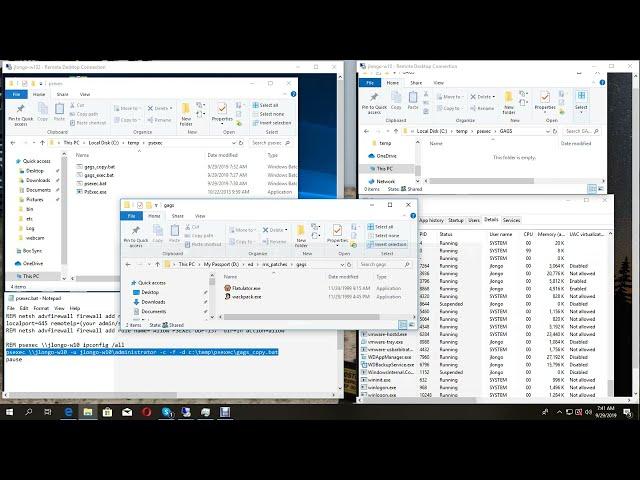 PSexec remote file distribution and execution on Windows 10 using a batch file,.