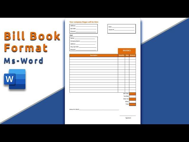 How to make Bill Book Format in Microsoft Word 2019 | how to create Bill Book in Ms word | Bill Book