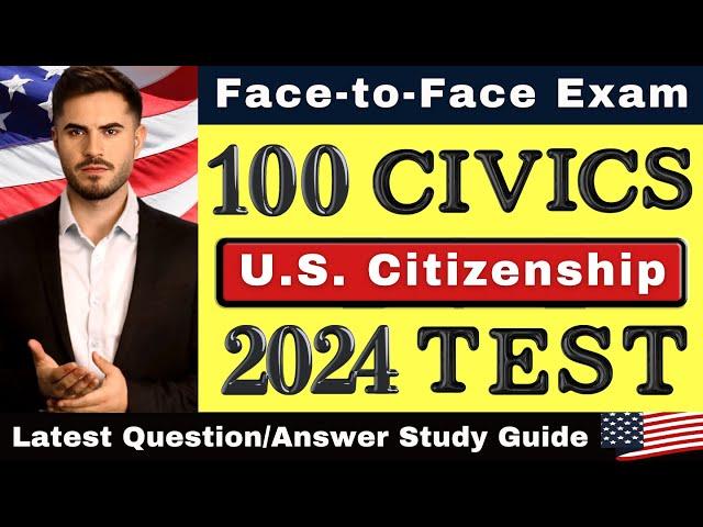 1 to 100 Civics Test 2024 Straight Answers 2X, US Citizenship, Question, Exam, Ciudadania Americana