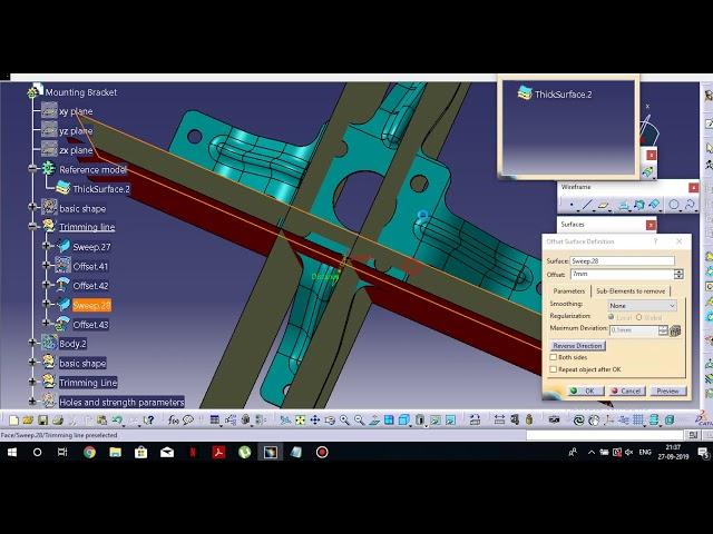 parametric surface modelling of bracket