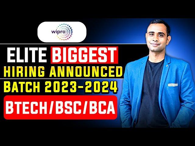 Wipro Elite Hiring Announced | BTECH/BSC/BCA | SALARY 3.5LPA