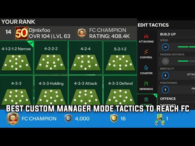 BEST MANAGER MODE TACTICS FOR 4ATB FORMATIONS | ROAD TO TOP 10 IN FIFA CHAMPION | FC MOBILE