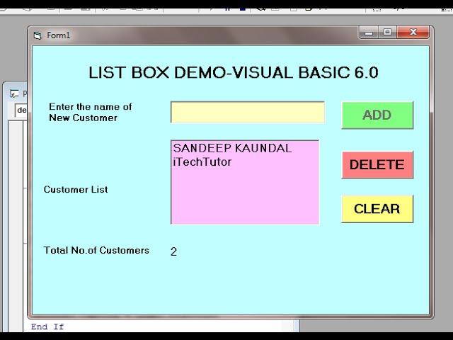 Learn Visual  Basic 6.0 (VB6)-  ListBox Control -Add,Delete and Clear items from List