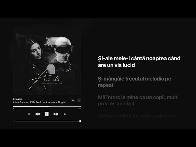 Alina Eremia x Killa Fonic - Am ales ( LYRICS )