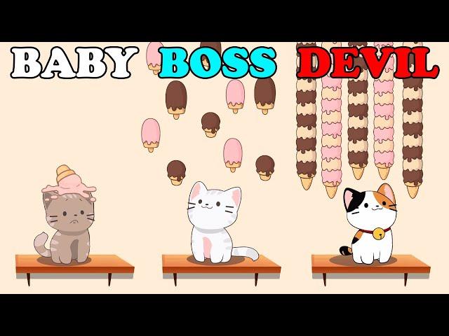 BABY vs BOSS vs DEVIL in Duet Cats Satisfying Mobile Games