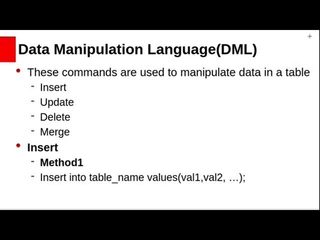 Data manipulation language (DML)