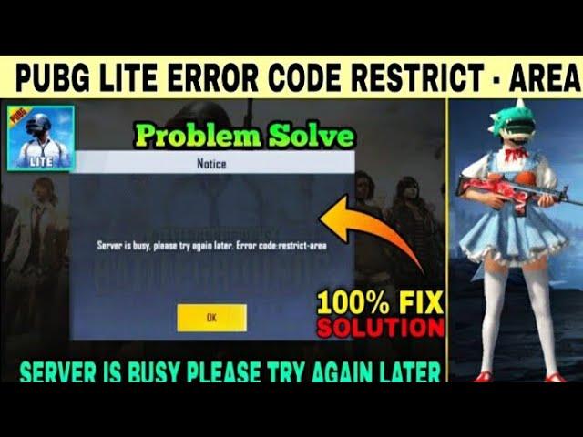 PUBG Mobile Lite Server is Busy Error Code Restrict Area PROBLEM FIXED • PUBG Mobile Lite