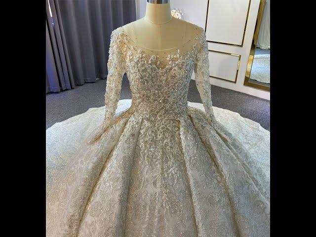 NS3971 Amanda Novias Luxury Sparkle long sleeve wedding dress 2020 aliexpress shopping wedding gown