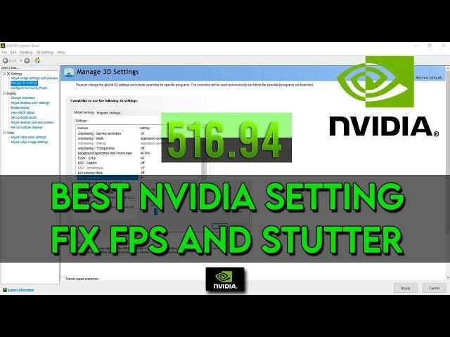 BEST NVIDIA SETTING TO FIX STUTTER & FPS DROP - AFTER THE LAST UPDATE 516.94