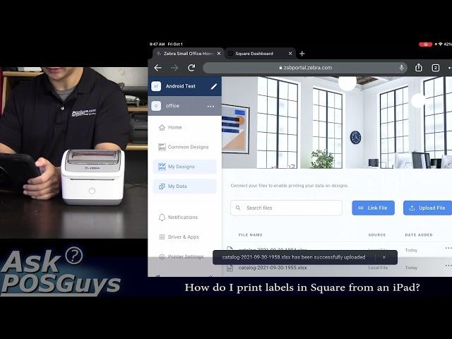 You can print labels for Square from an iPad