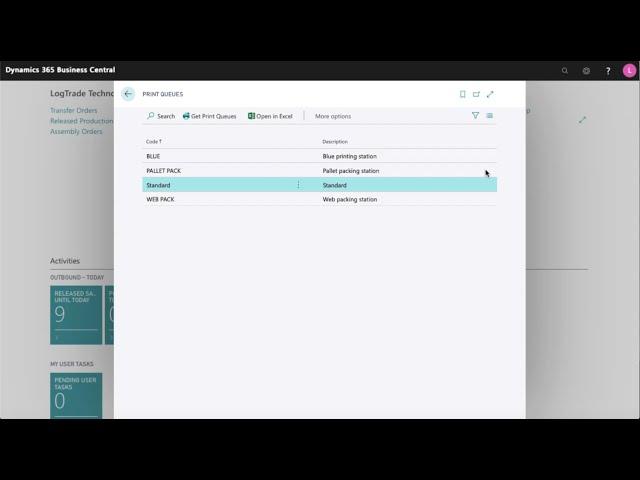 Printer Queues - LogTrade Connect for Dynamics 365 Business Central