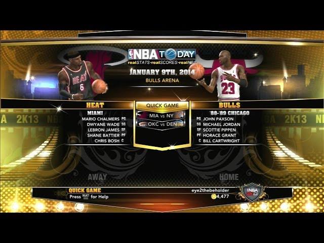 NBA 2k13 PS3 Gameplay 1988-89 Chicago Bulls vs 2012-13 Miami Heat 720p