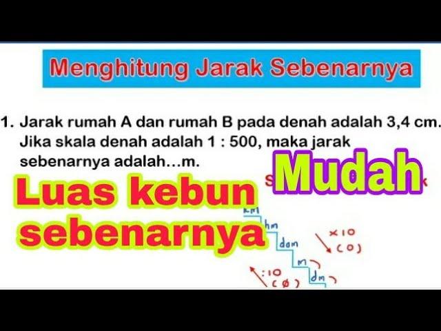 Menghitung Jarak Sebenarnya pada Peta - Luas Kebun Sebenarnya pada Denah