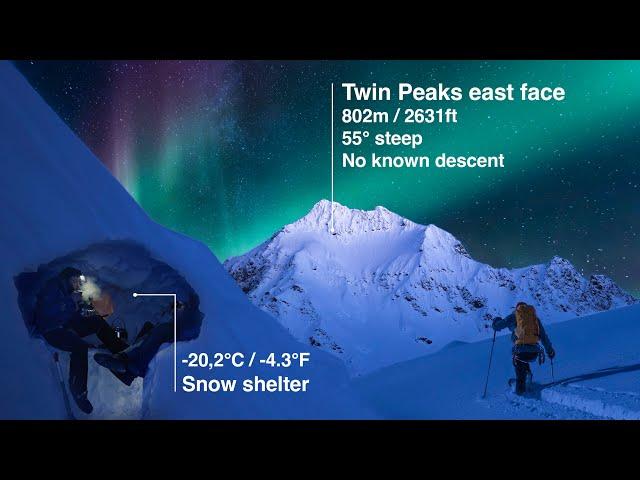 We slept in snow for the first descent of Twin Peaks