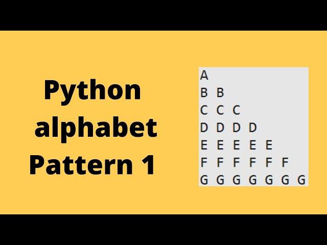 Python Pattern Series Video 6 : Alphabet Pattern 1