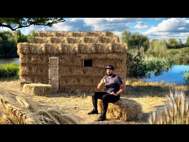 Building an eco hut from straw bales