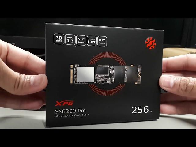 Adata XPG SX8200 Pro 256gb (Unboxing + CrystalDiskMark + Temp + Copy Test)