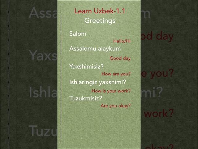 Uzbek 1.1 Greetings #shorts