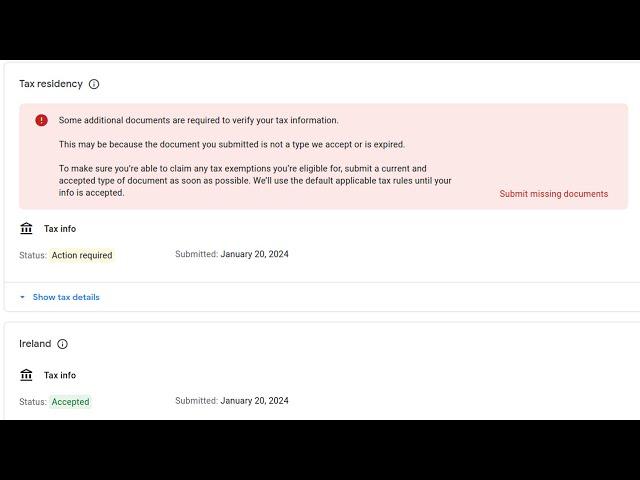  Adsense Google Ireland tax residency certificate info