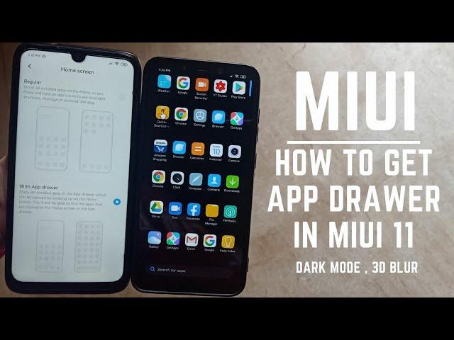 How to get app drawer in miui 11 launcher / dark mode in app drawer / hindi