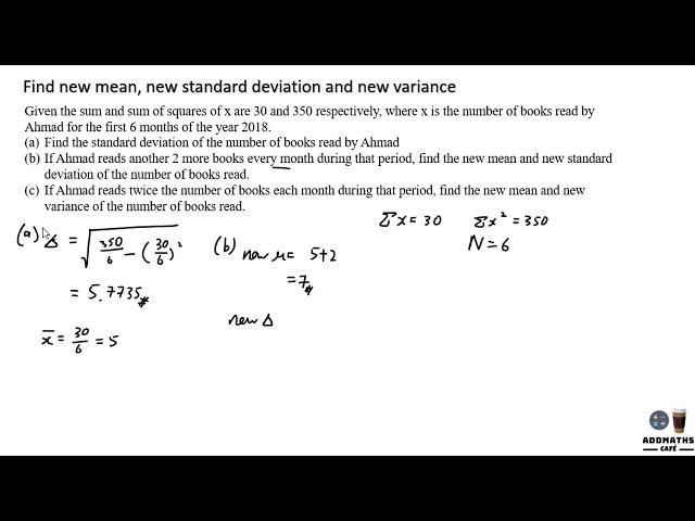 Find new mean, new standard deviation and new variance