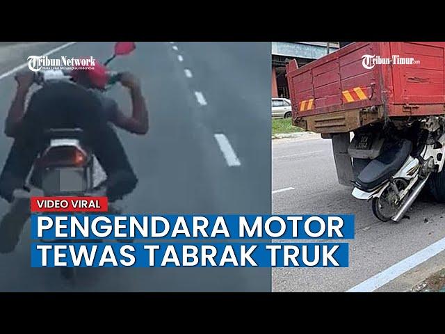 Berlagak ala Superman, Pengendara Motor Tewas Tabrak Truk