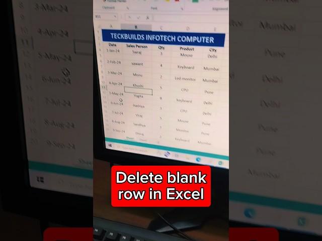 Delete blank row in Excel #delete #excel #exceltricks #exceltutorial #excelformula #shorts #short