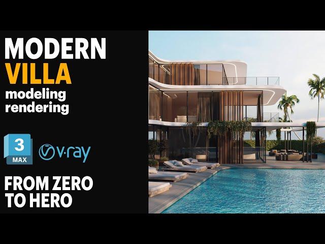 3Ds MAX tutorial: how to modeling and design modern villa in 3ds max | for beginner