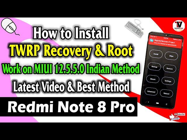 How to Install TWRP Recovery & Root On Redmi Note 8 Pro (MIUI 12.5.5.0 Indian Method) Latest Video 